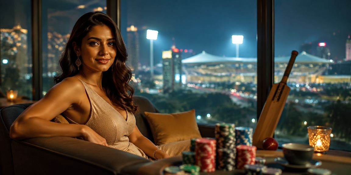 Night cricket stadium filled with cheering fans